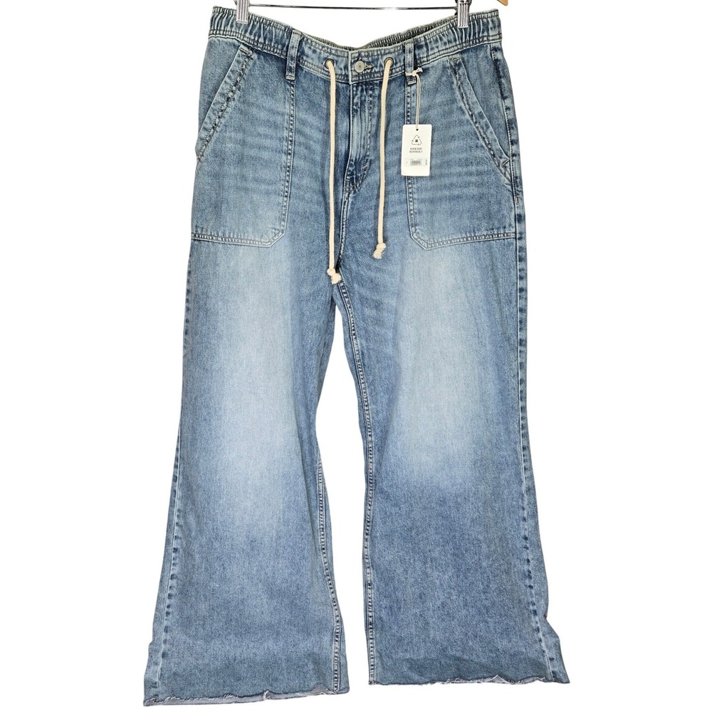 Lucky Brand Womens Blue Denim Drawstring‎ Elastic Waist Utility Jeans L 147987